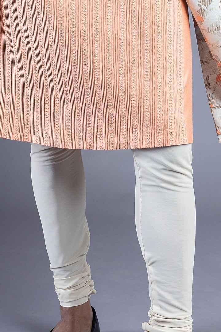 Light Beige Embroidered Groom Sherwani Set by Abhishek Gupta Men at Pernia's Pop Up Shop