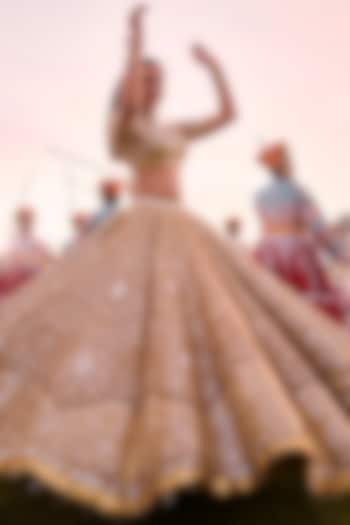 Golden & Beige Tissue Gota & Mirror Embellished Bridal lehenga for 22 Lehenga Set by Abhinav Mishra at Pernia's Pop Up Shop
