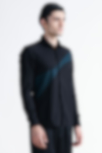 Black Cotton Party Wear Shirt by Abkasa at Pernia's Pop Up Shop