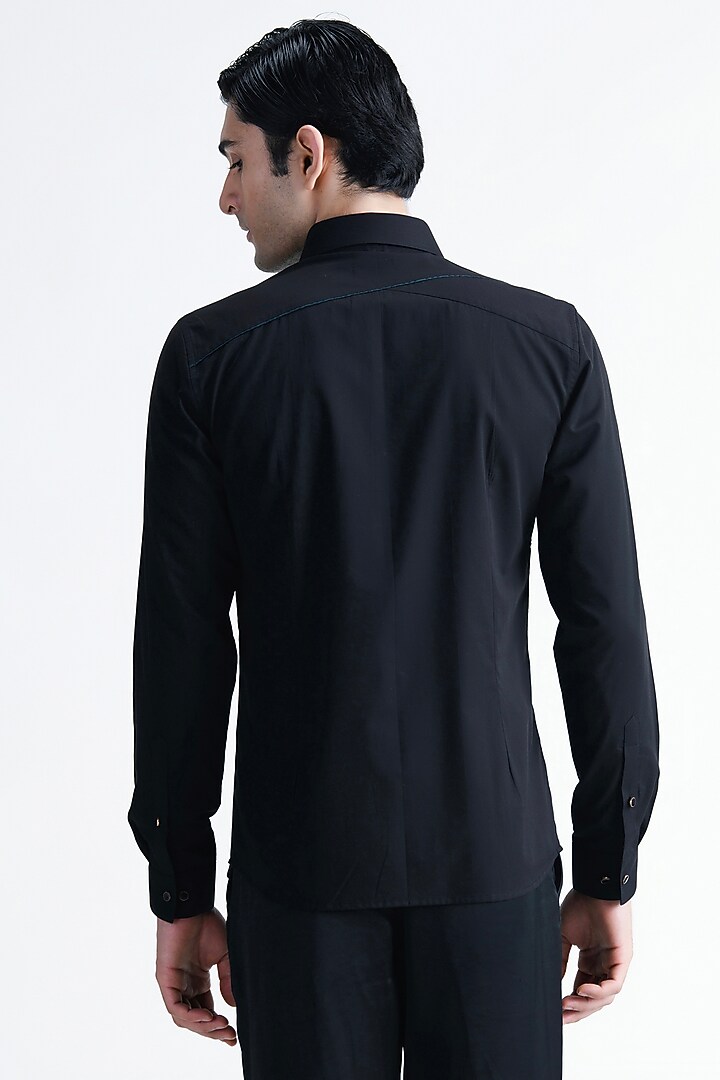 Black Cotton Party Wear Shirt by Abkasa at Pernia's Pop Up Shop