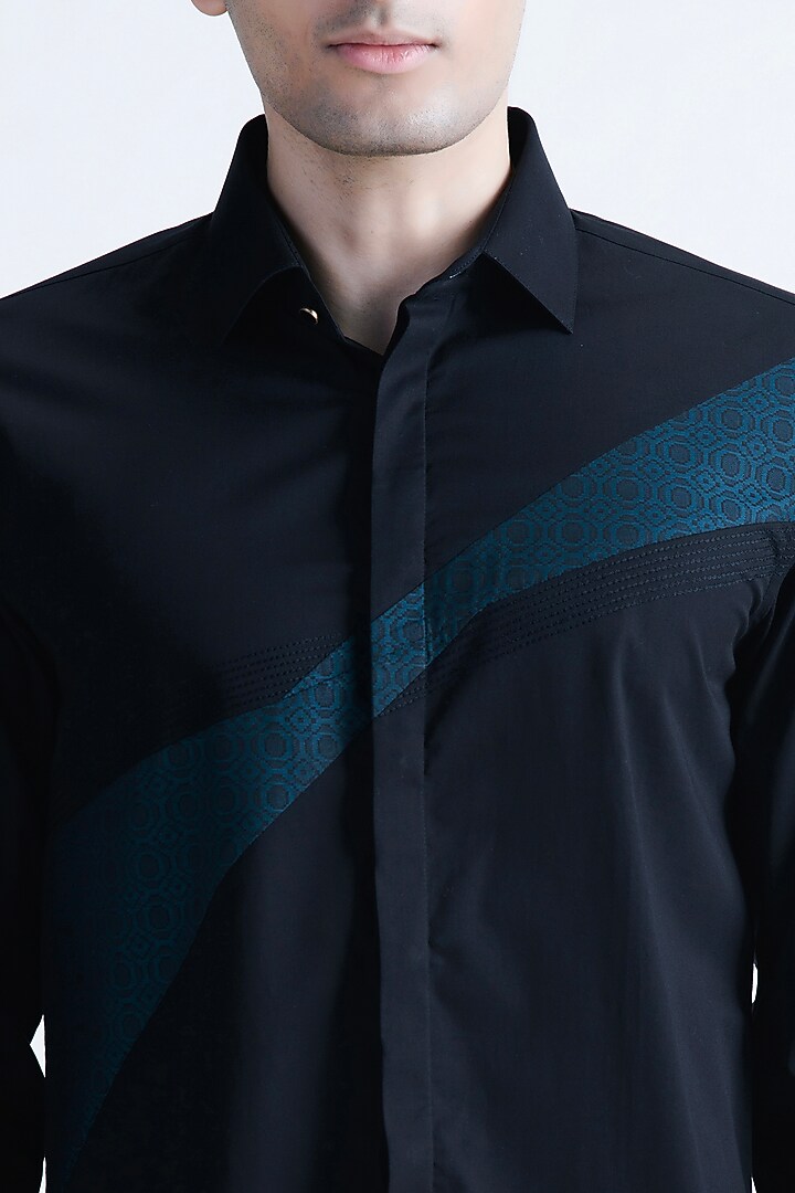 Black Cotton Party Wear Shirt by Abkasa at Pernia's Pop Up Shop