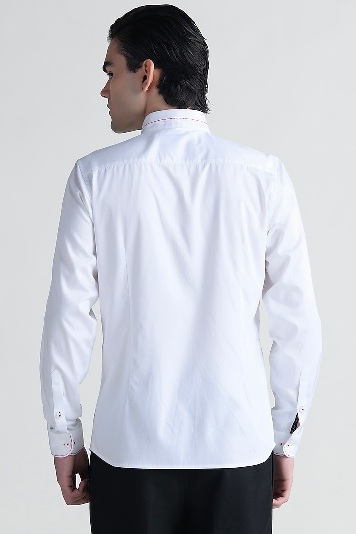 White Cotton Party Wear Shirt by Abkasa at Pernia's Pop Up Shop