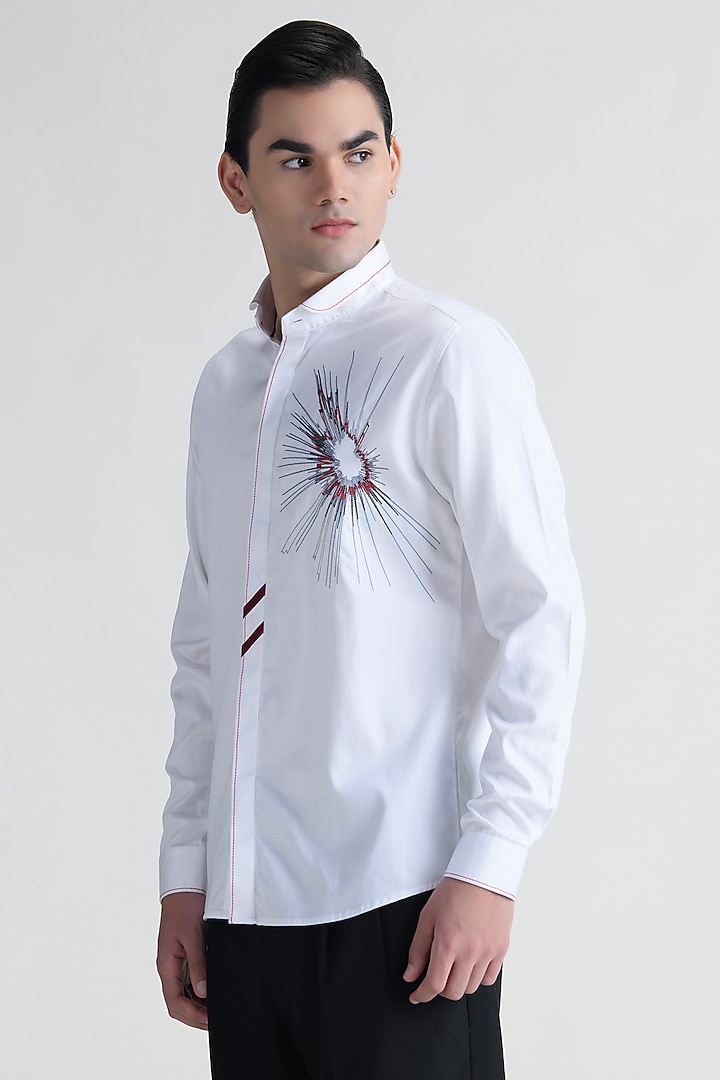 White Cotton Party Wear Shirt by Abkasa at Pernia's Pop Up Shop