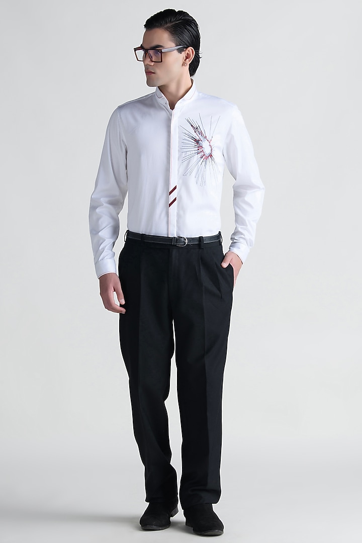 White Cotton Party Wear Shirt by Abkasa at Pernia's Pop Up Shop
