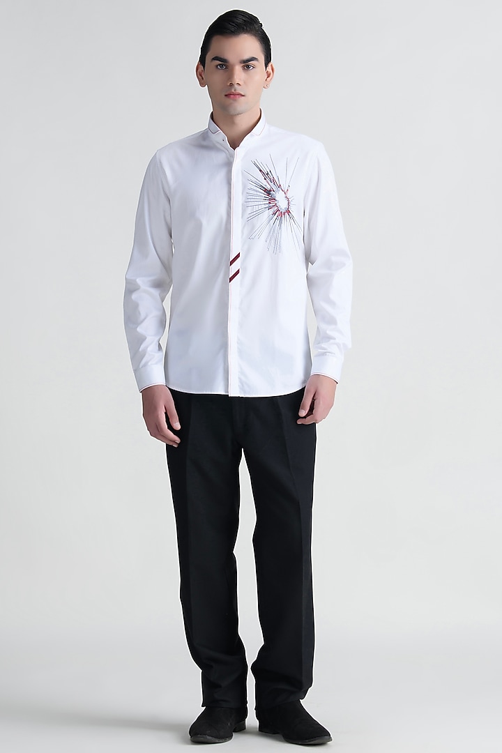 White Cotton Party Wear Shirt by Abkasa at Pernia's Pop Up Shop