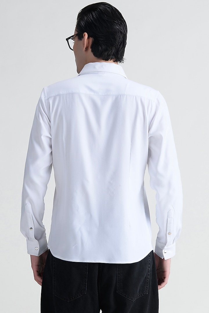 White Cotton Party Wear Shirt by Abkasa at Pernia's Pop Up Shop