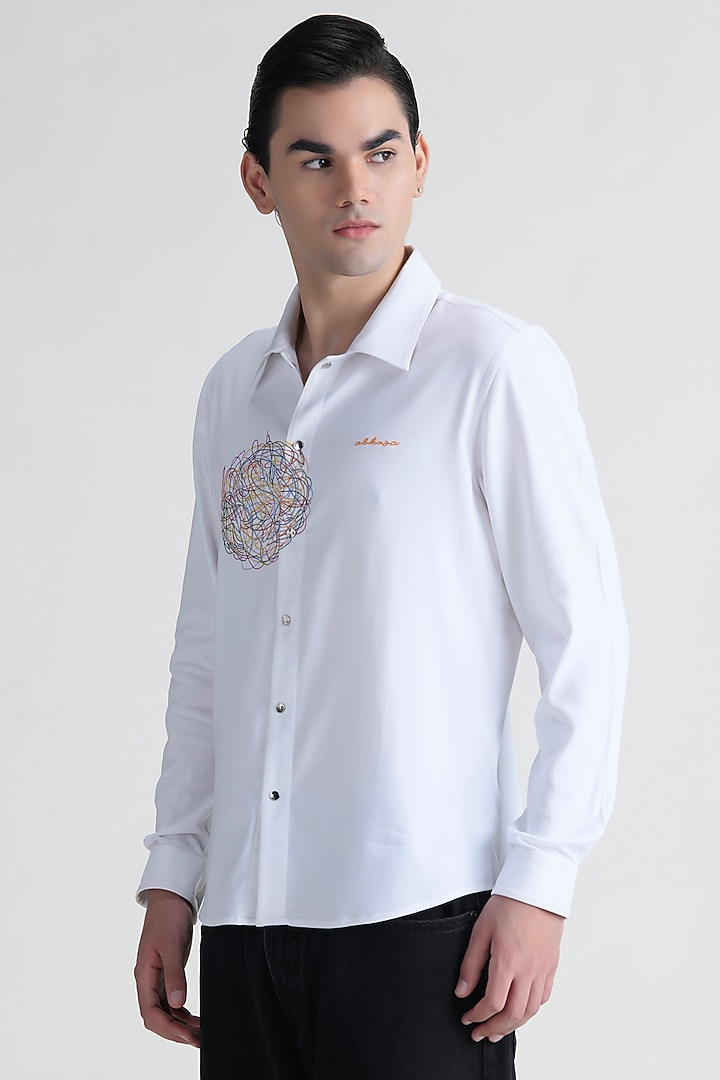 White Cotton Party Wear Shirt by Abkasa at Pernia's Pop Up Shop