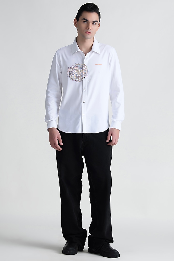 White Cotton Party Wear Shirt by Abkasa at Pernia's Pop Up Shop