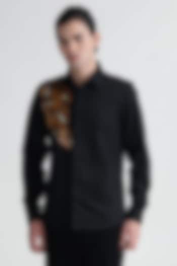 Black Cotton Party Wear Shirt by Abkasa at Pernia's Pop Up Shop