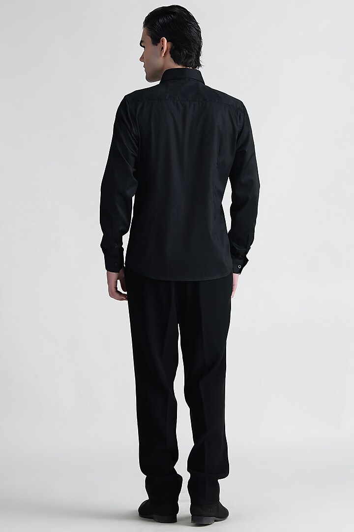 Black Cotton Party Wear Shirt by Abkasa at Pernia's Pop Up Shop