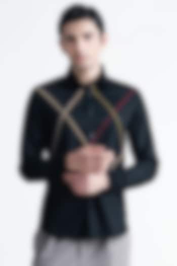 Black Cotton Party Wear Shirt by Abkasa at Pernia's Pop Up Shop