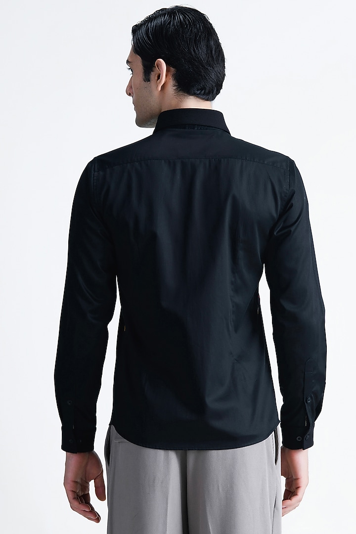 Black Cotton Party Wear Shirt by Abkasa at Pernia's Pop Up Shop