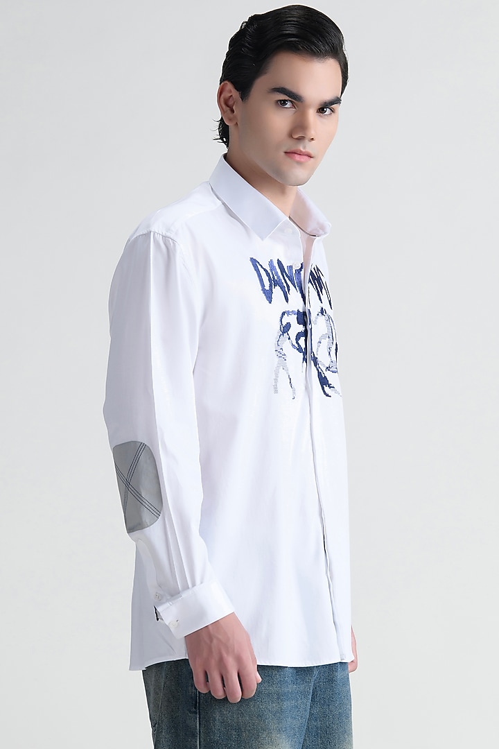 White Cotton Party Wear Shirt by Abkasa at Pernia's Pop Up Shop