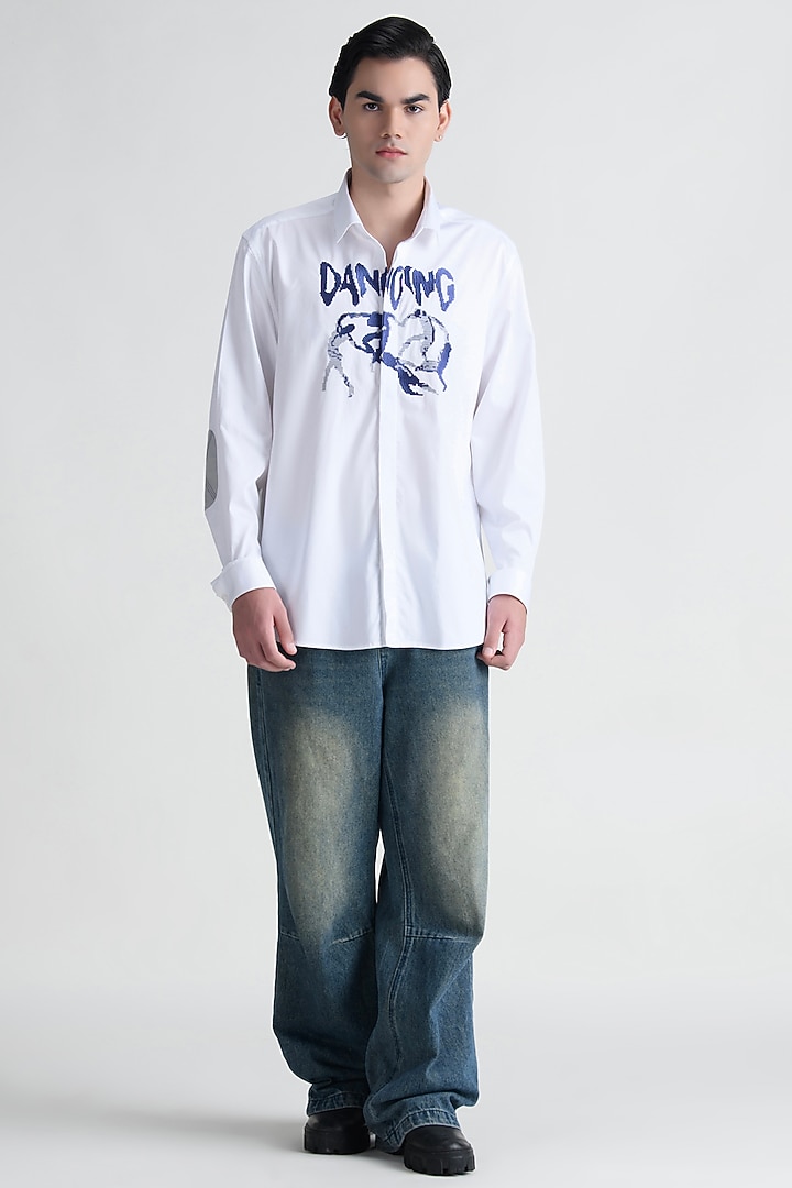 White Cotton Party Wear Shirt by Abkasa at Pernia's Pop Up Shop
