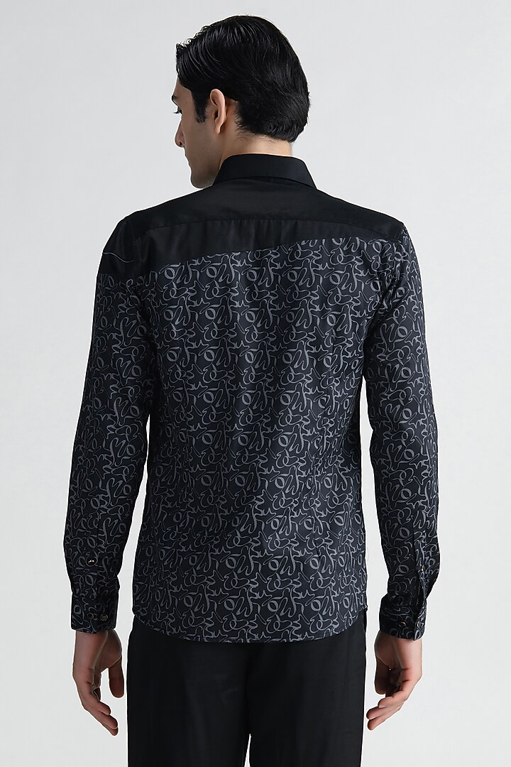 Black Cotton Party Wear Shirt by Abkasa at Pernia's Pop Up Shop