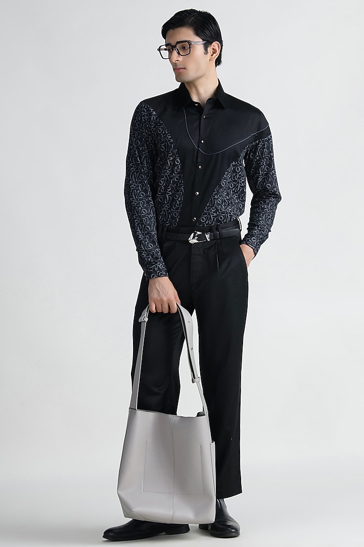 Black Cotton Party Wear Shirt by Abkasa at Pernia's Pop Up Shop