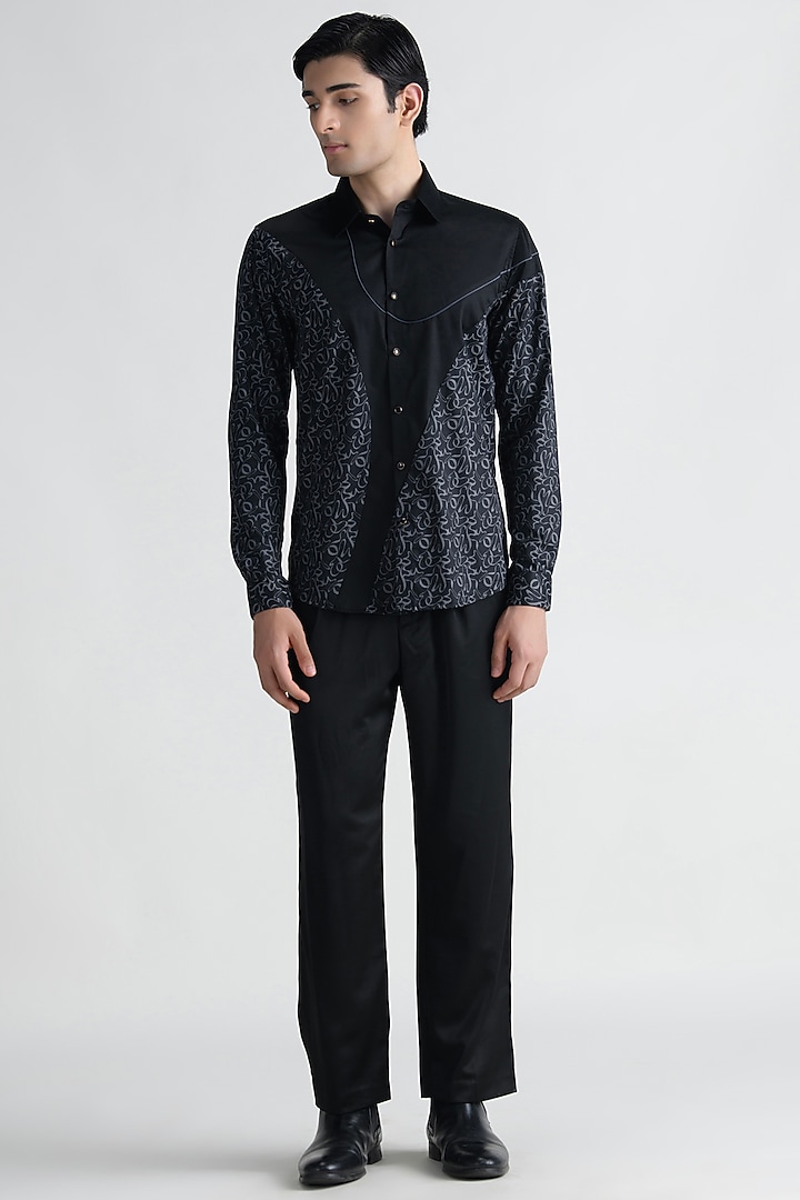 Black Cotton Party Wear Shirt by Abkasa at Pernia's Pop Up Shop