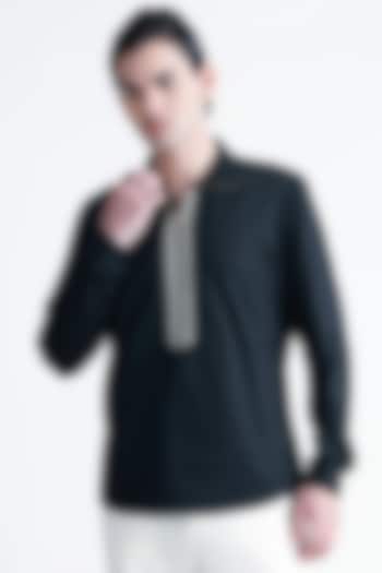 Black Cotton Party Wear Shirt by Abkasa at Pernia's Pop Up Shop