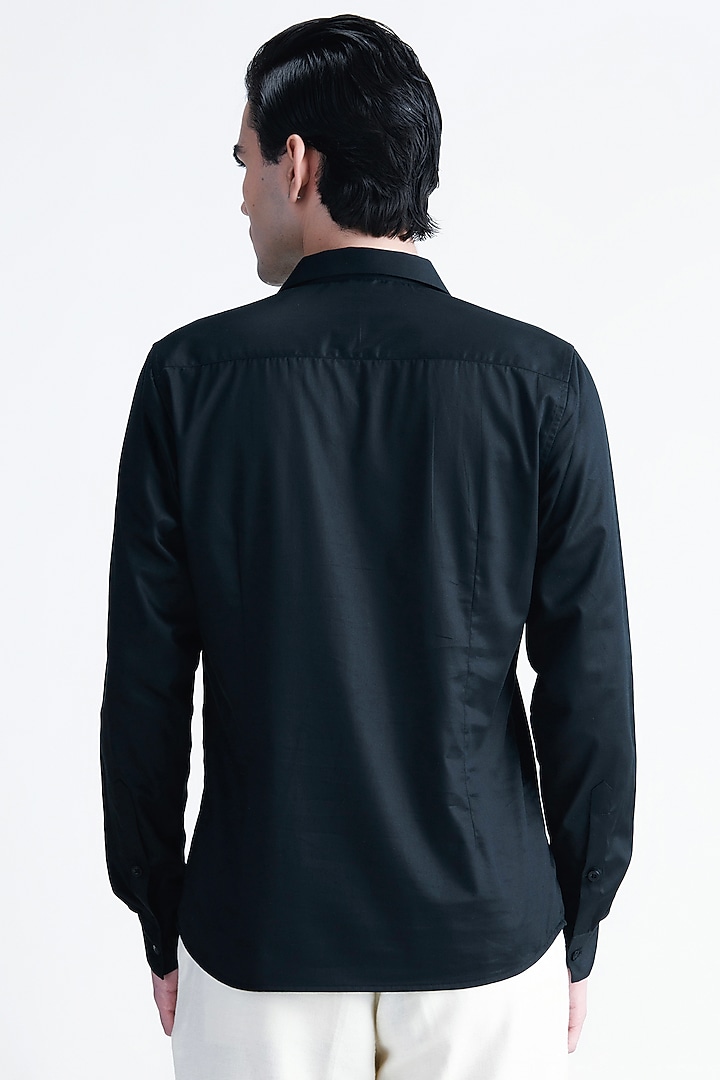 Black Cotton Party Wear Shirt by Abkasa at Pernia's Pop Up Shop
