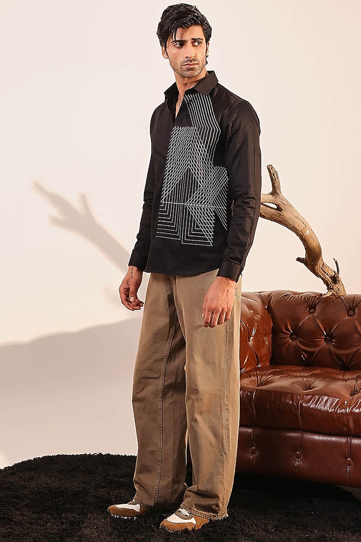 Black Cotton Shirt by Abkasa at Pernia's Pop Up Shop