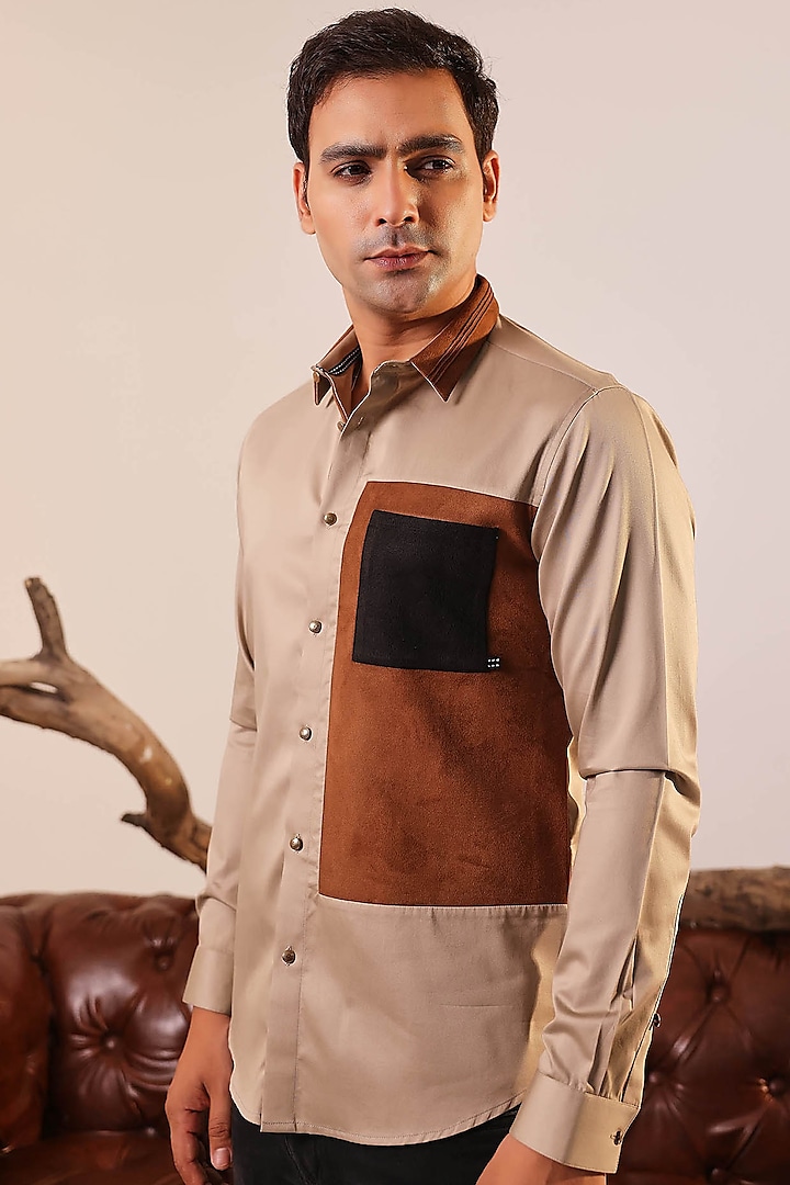 Coffee Brown Cotton Shirt by Abkasa