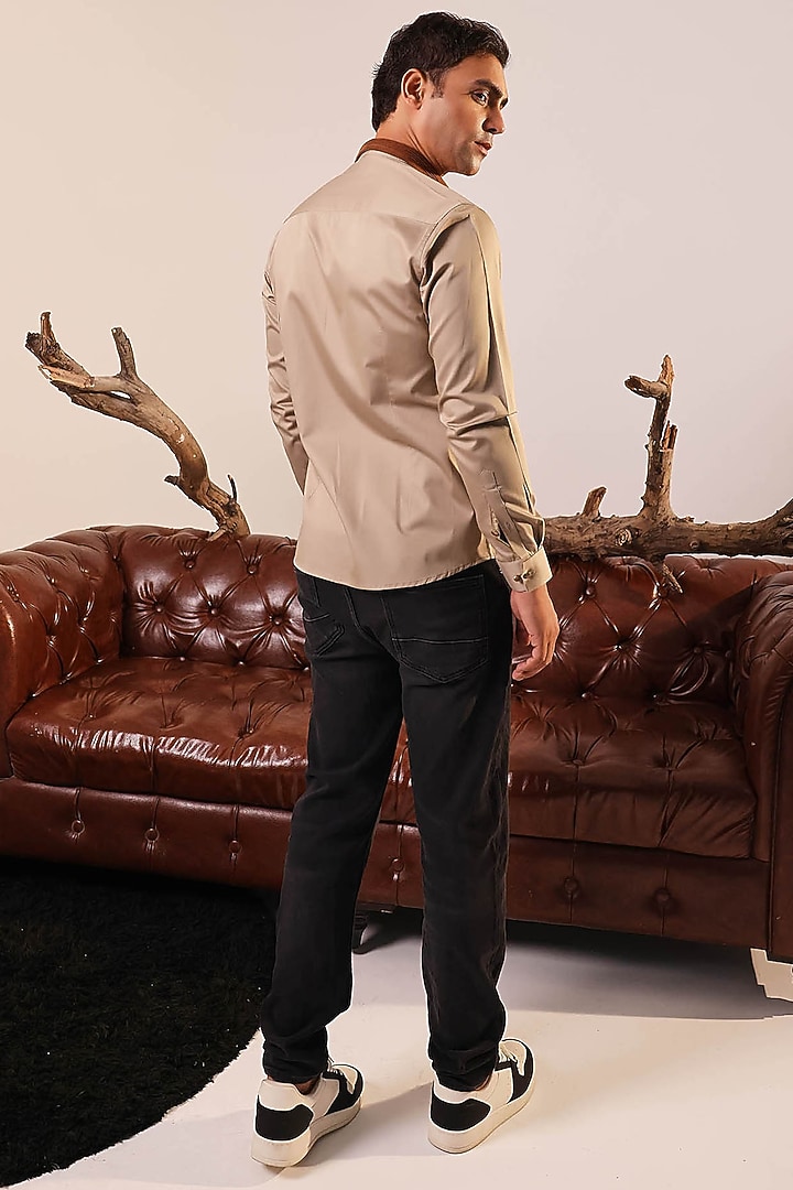 Coffee Brown Cotton Party Wear Shirt by Abkasa at Pernia's Pop Up Shop
