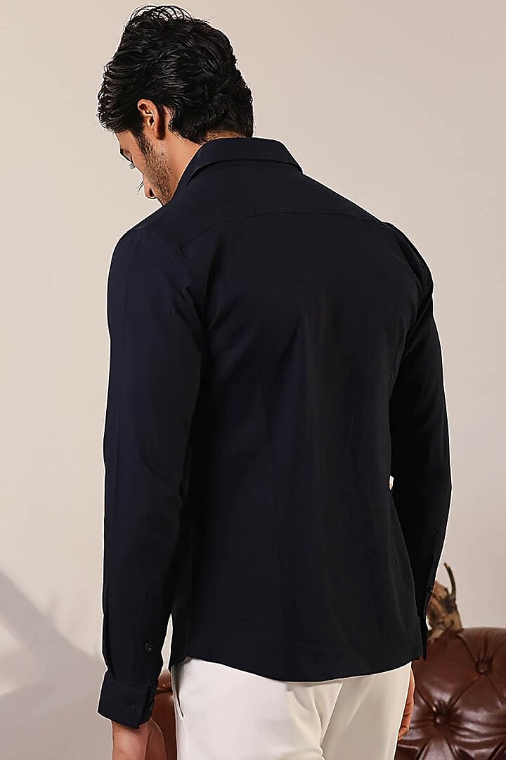 Blue Cotton Party Wear Shirt by Abkasa at Pernia's Pop Up Shop