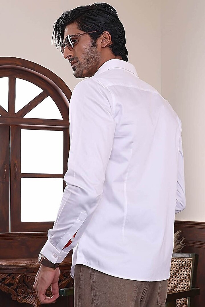 White Cotton Party Wear Shirt by Abkasa at Pernia's Pop Up Shop