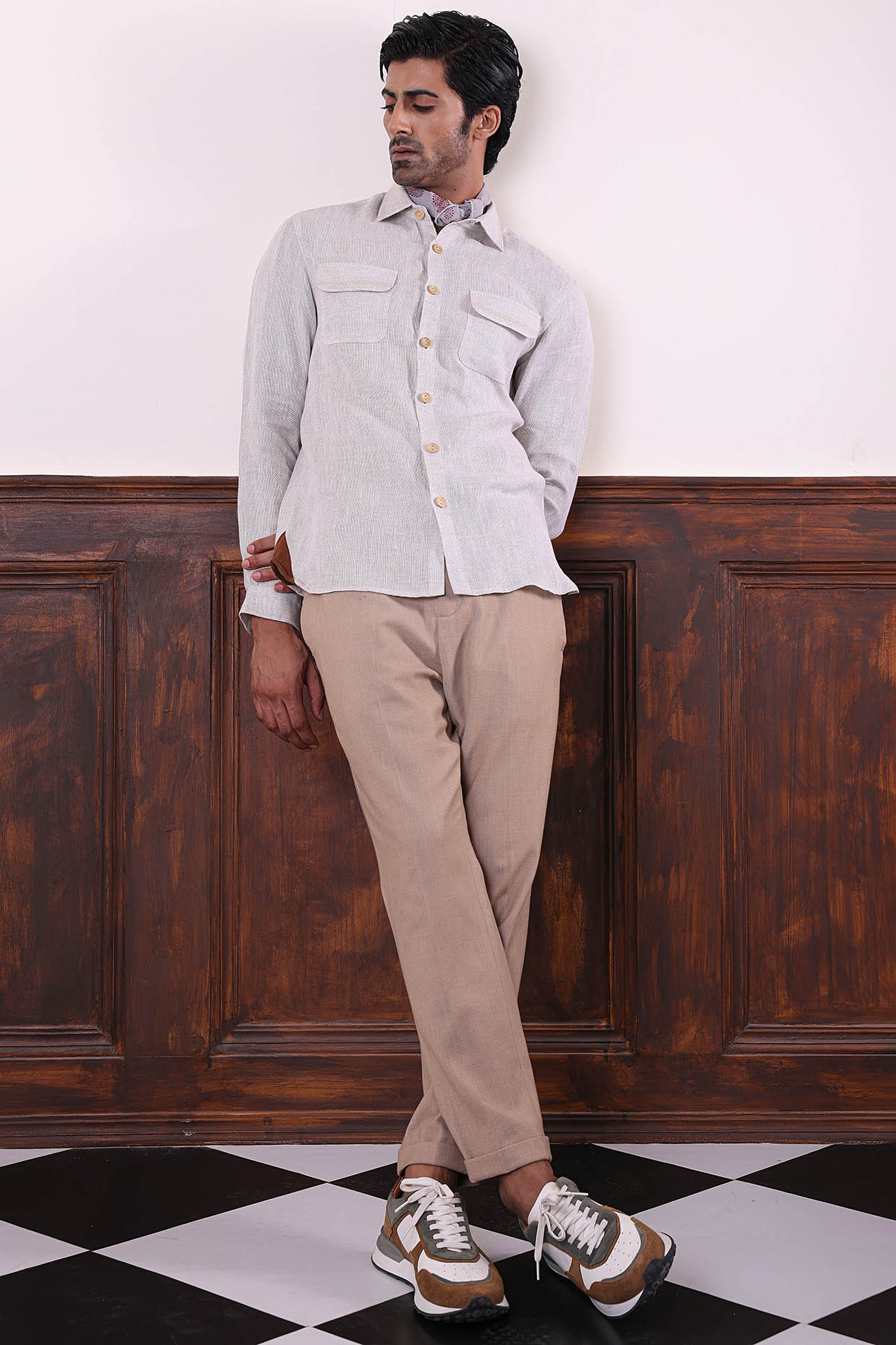 Off-White Cotton Shirt by Abkasa