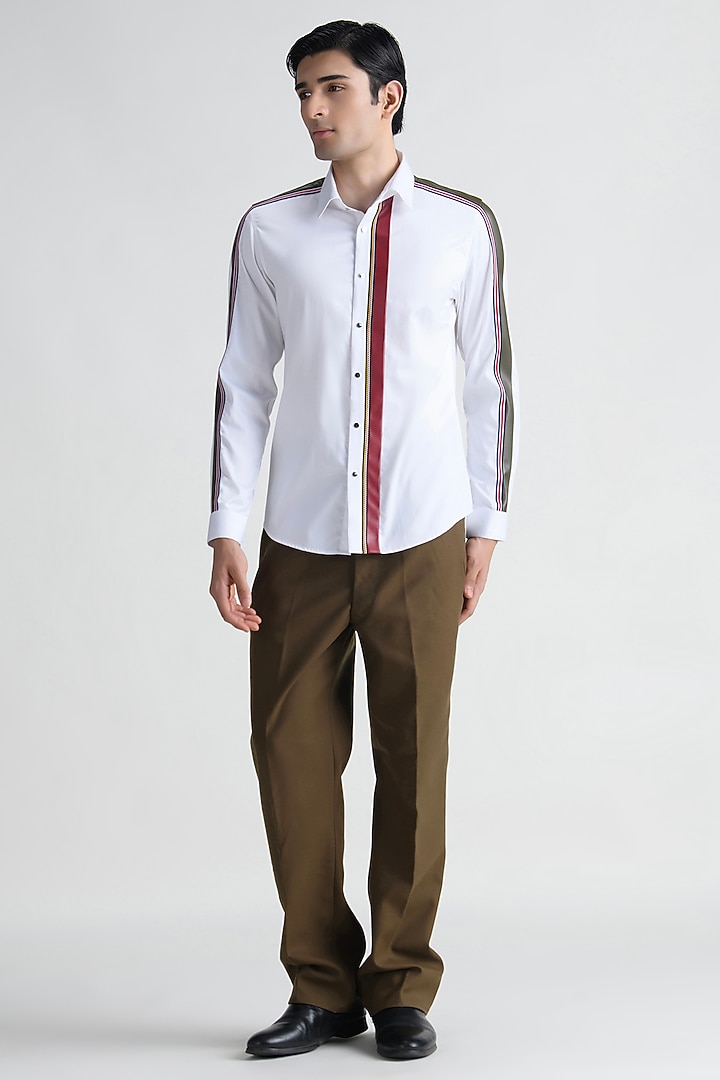 White Cotton Party Wear Shirt by Abkasa at Pernia's Pop Up Shop