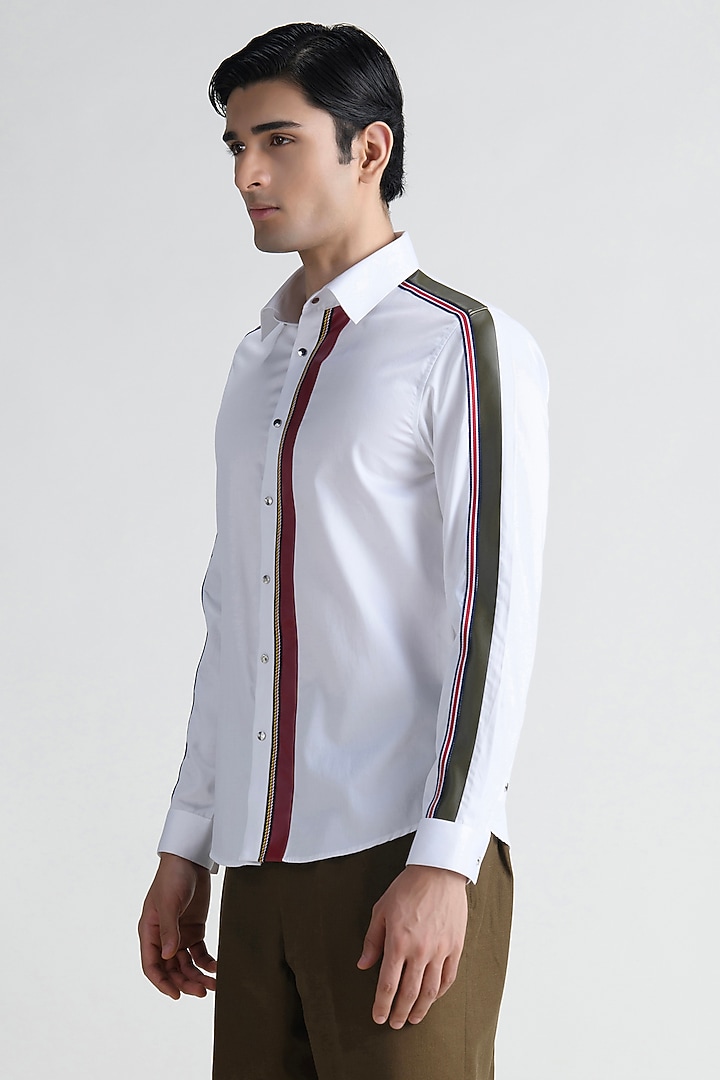 White Cotton Party Wear Shirt by Abkasa at Pernia's Pop Up Shop