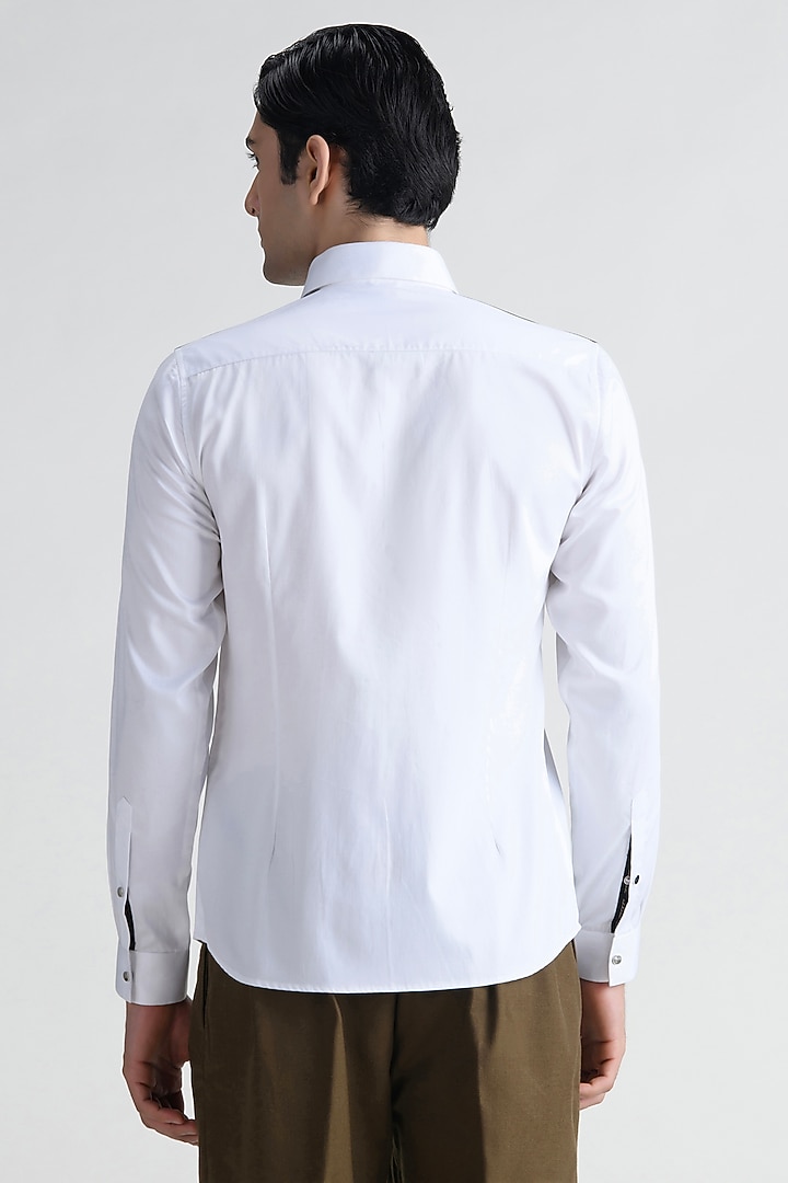 White Cotton Party Wear Shirt by Abkasa at Pernia's Pop Up Shop