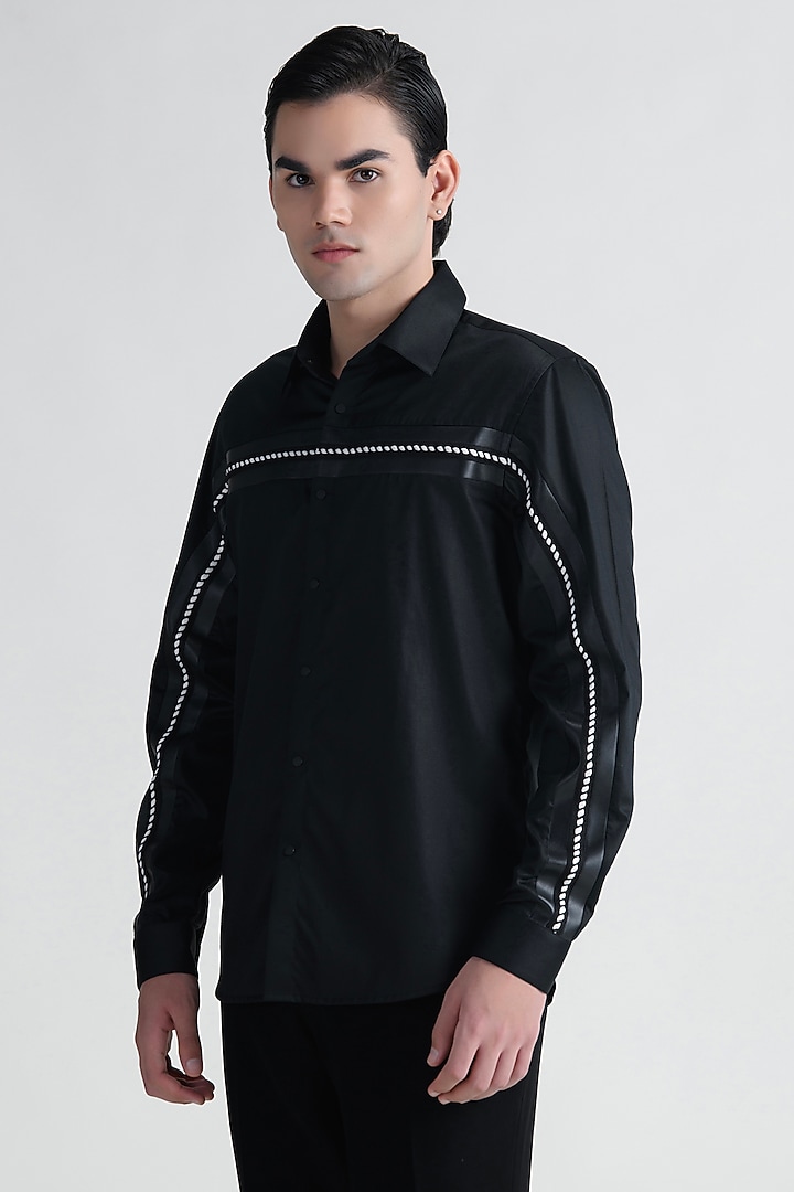 Black Cotton Party Wear Shirt by Abkasa at Pernia's Pop Up Shop