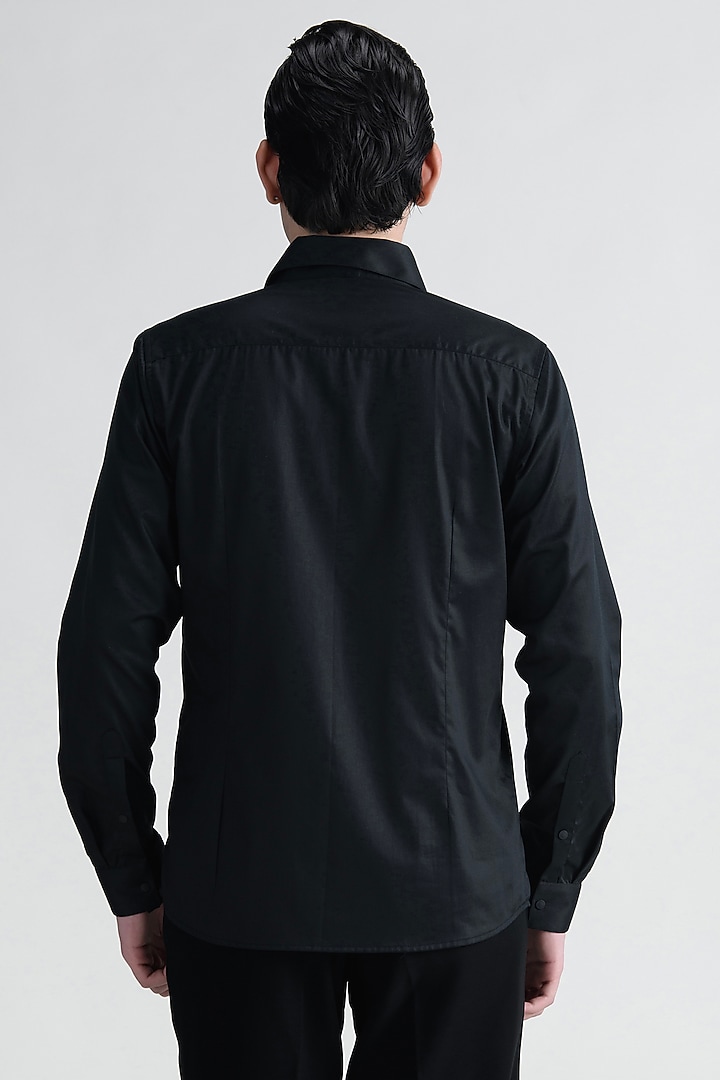 Black Cotton Party Wear Shirt by Abkasa at Pernia's Pop Up Shop