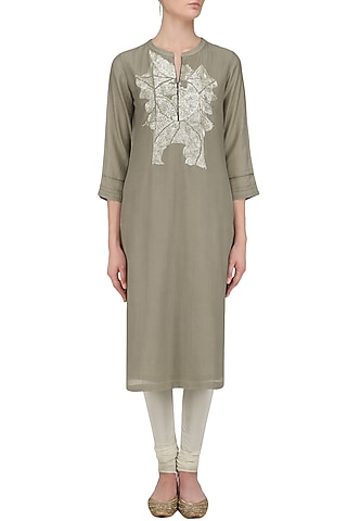 Grey Geometric Sequins Embroidered Tunic by Abhijeet Khanna