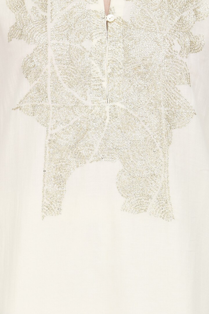 Ivory sequins hand embroidered tunic available only at Pernia's Pop Up Shop.