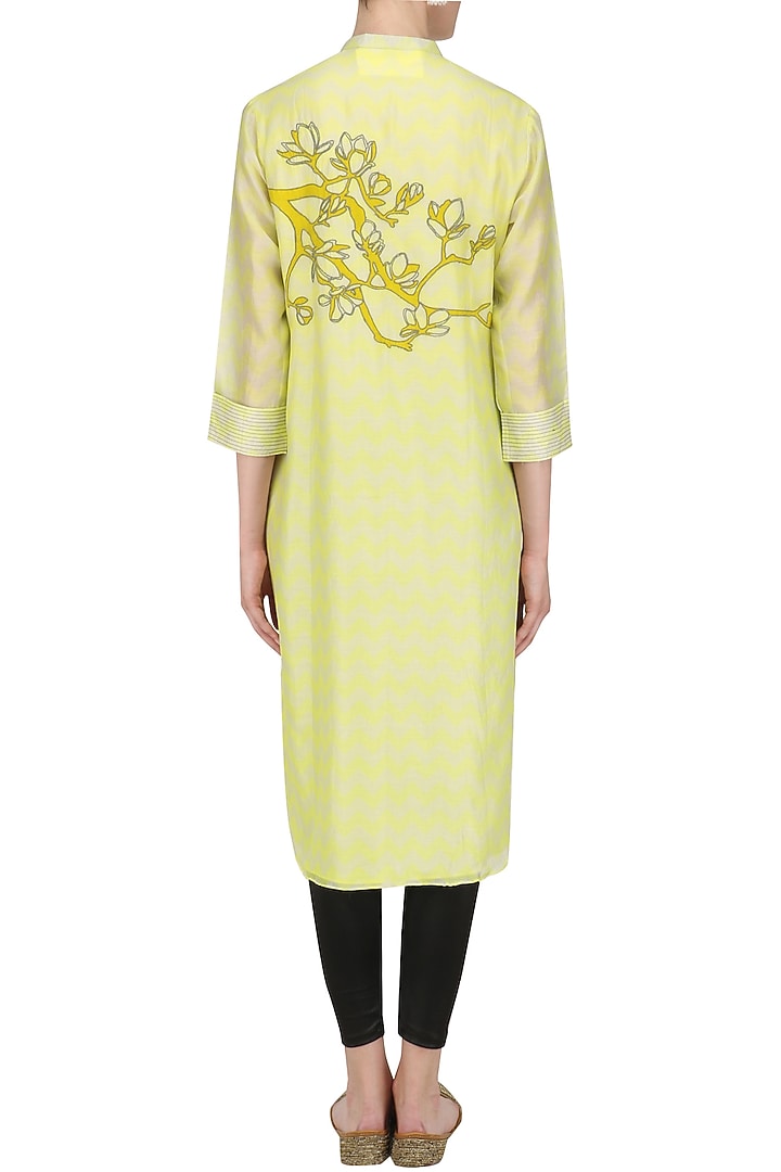 Yellow digital print and applique work tunic available only at Pernia's Pop Up Shop.