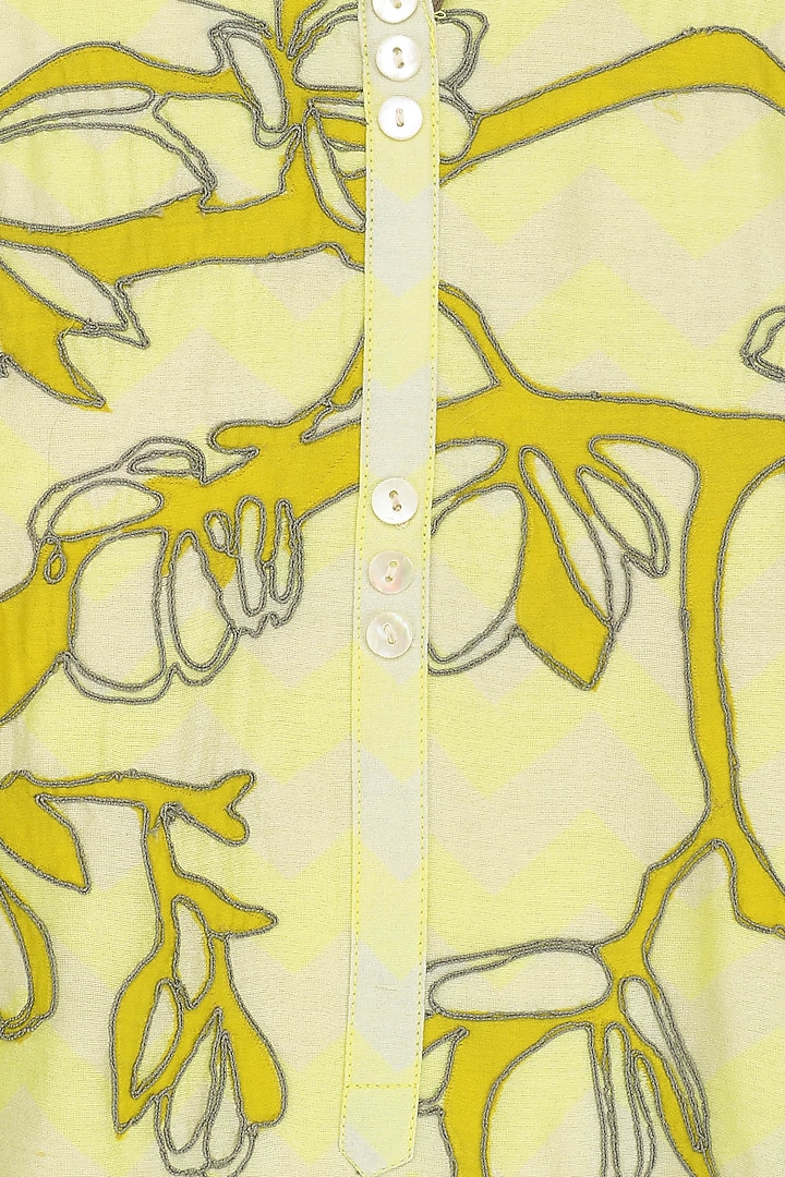 Yellow digital print and applique work tunic available only at Pernia's Pop Up Shop.