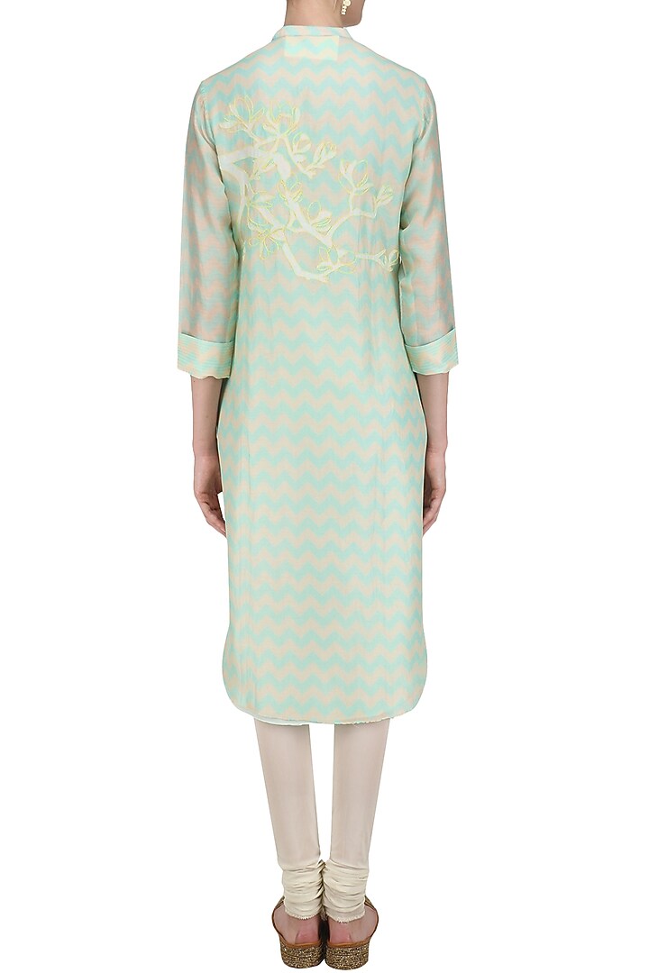 Mint green digital print and applique work tunic available only at Pernia's Pop Up Shop.