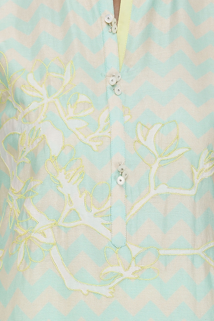 Mint green digital print and applique work tunic available only at Pernia's Pop Up Shop.