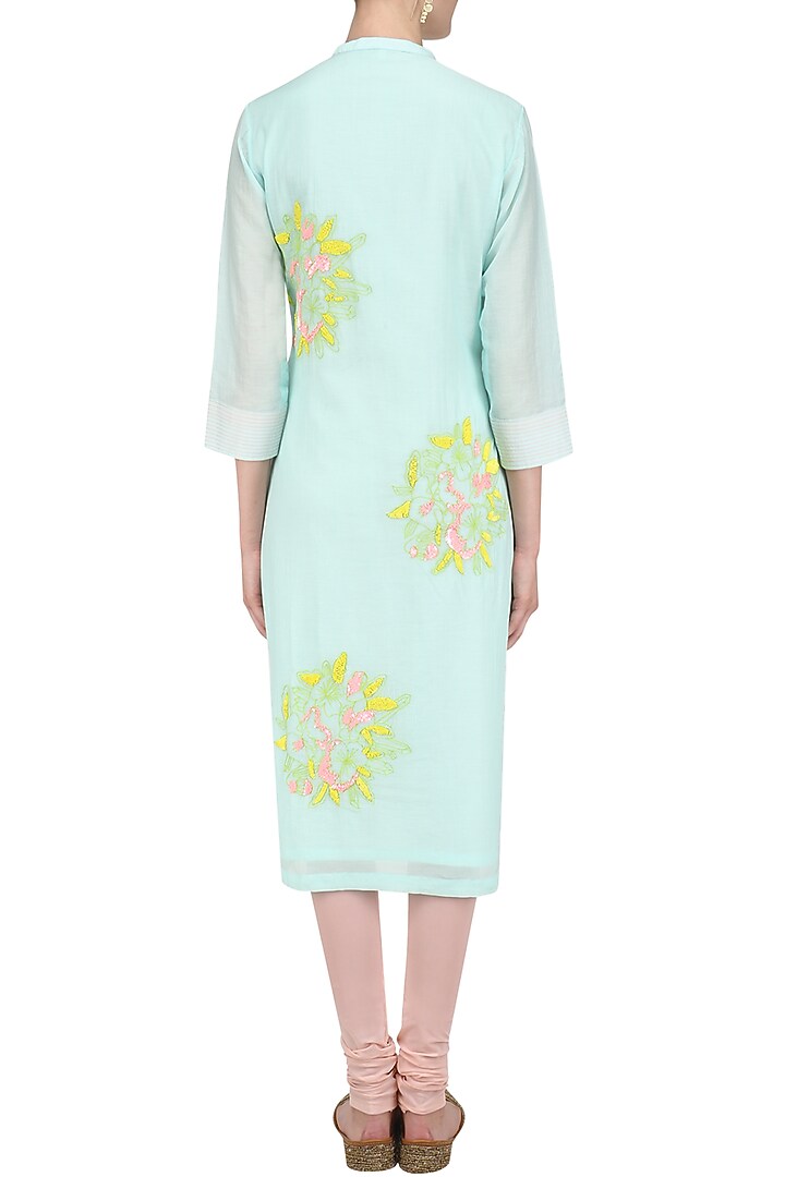 Mint floral motifs embroidered tunic available only at Pernia's Pop Up Shop.