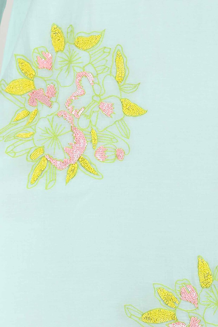 Mint floral motifs embroidered tunic available only at Pernia's Pop Up Shop.