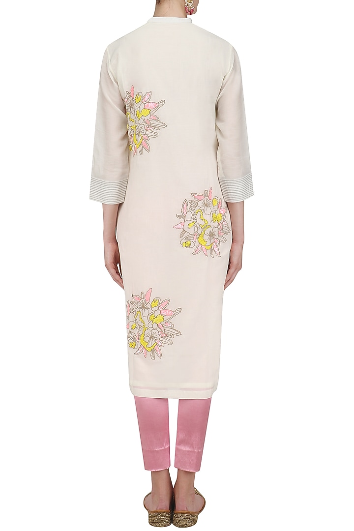 Ivory floral motifs embroidered tunic available only at Pernia's Pop Up Shop.
