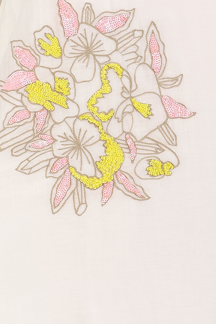 Ivory floral motifs embroidered tunic available only at Pernia's Pop Up Shop.