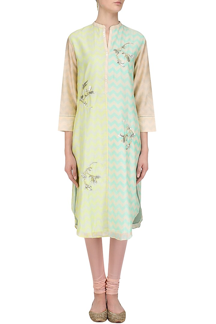 Multicolor digital print and sequins motifs tunic available only at Pernia's Pop Up Shop.