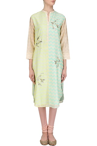 Multicolor Digital Print and Sequins Motifs Tunic by Abhijeet Khanna