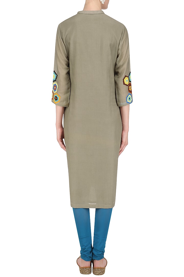 Grey geometric patchwork tunic available only at Pernia's Pop Up Shop.