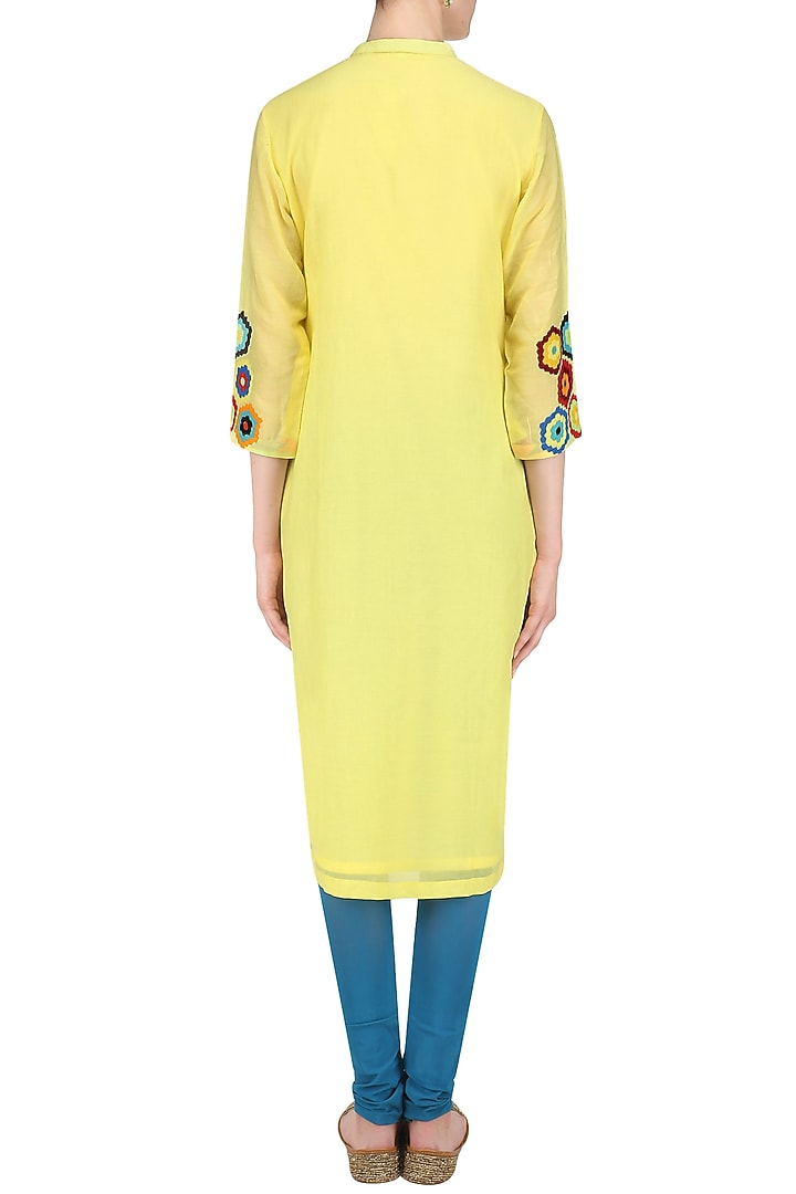 Yellow geometric patchwork tunic available only at Pernia's Pop Up Shop.