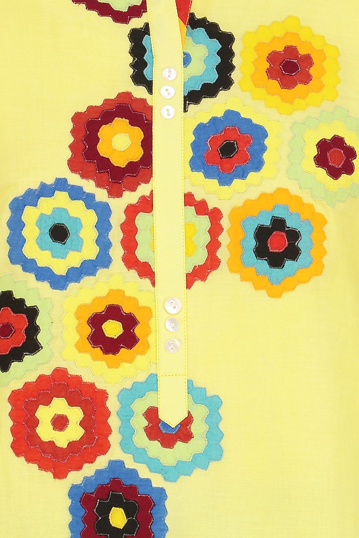 Yellow geometric patchwork tunic available only at Pernia's Pop Up Shop.