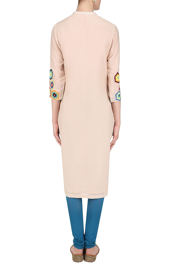 Beige geometric patchwork tunic available only at Pernia's Pop Up Shop.